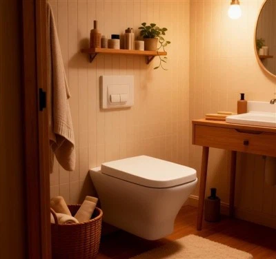 Weiße quadratische Wandtoilette